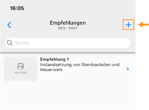 Neue Empfehlung erfassen